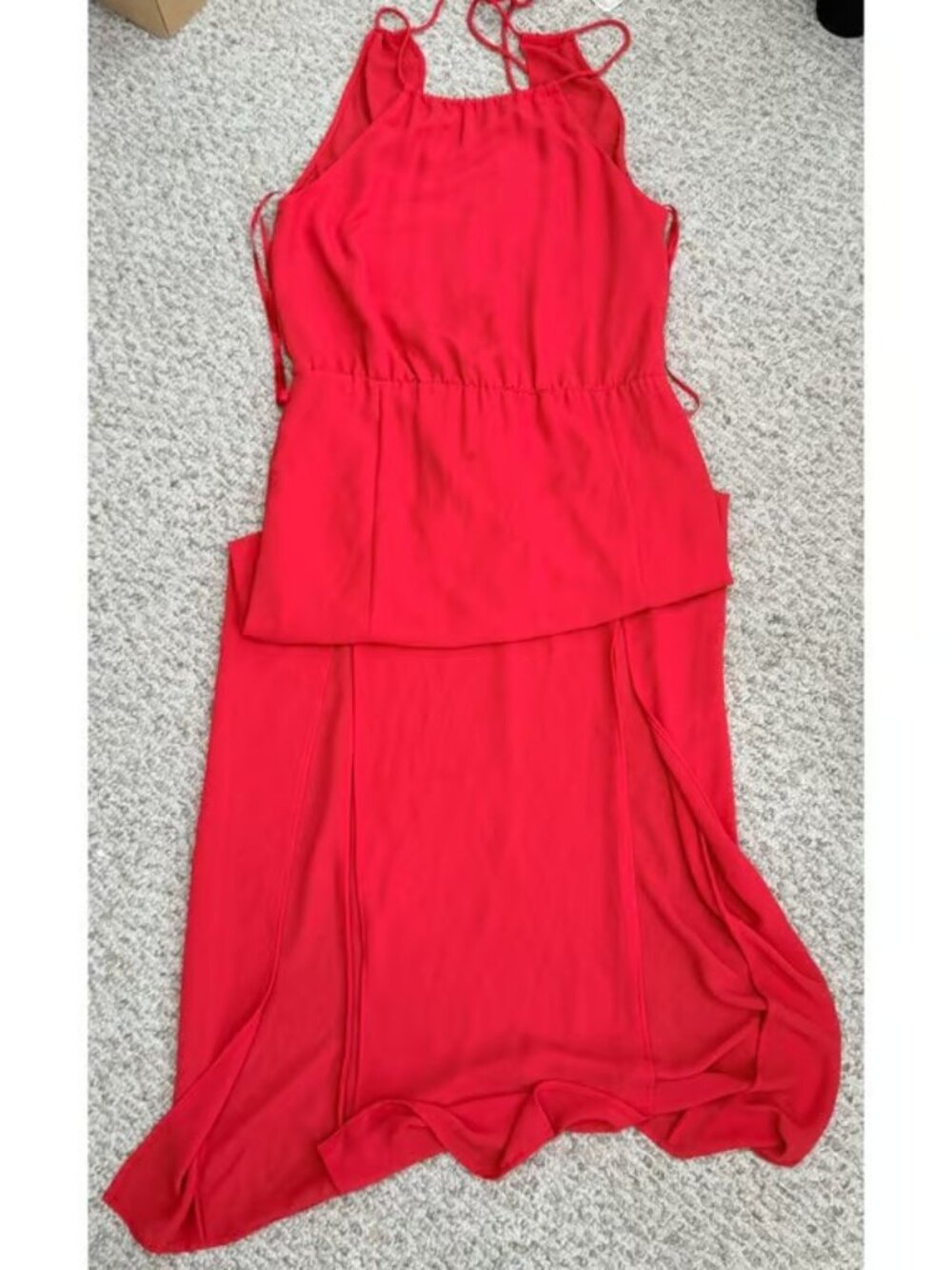 BCBG MAXAZRIA Dress Women 02 Maxi Red Halter Jeannine JEWELRED